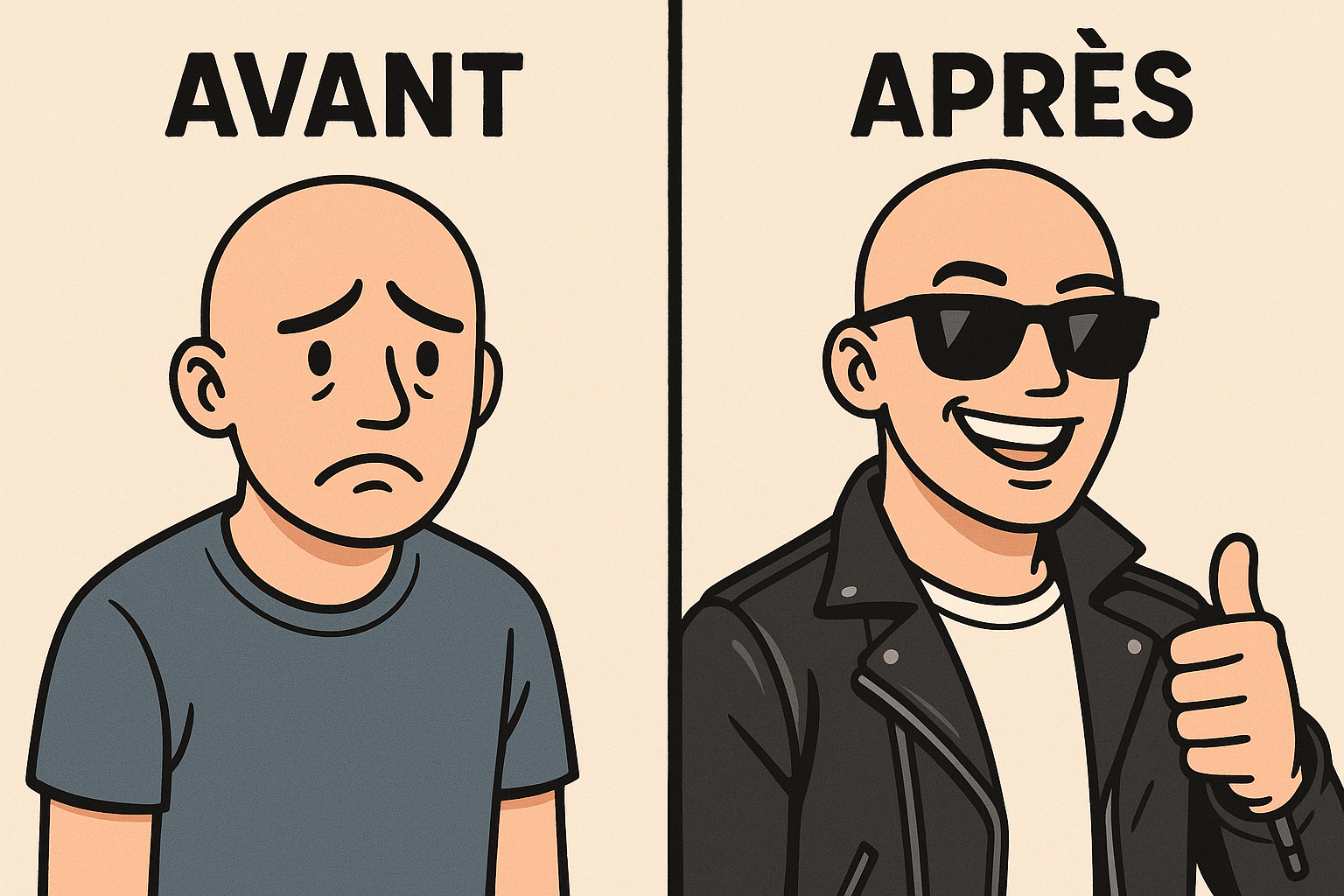 Avant après le Club des Chauves